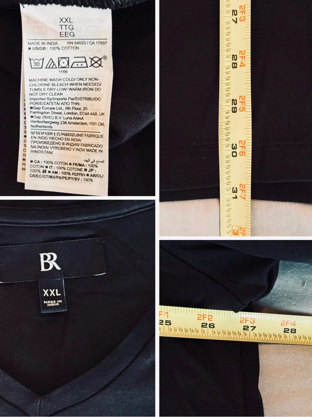 BANANA REPUBLIC Mens Luxury Touch Black V-Neck Short Sleeve Tee Cotton T-Shirt K